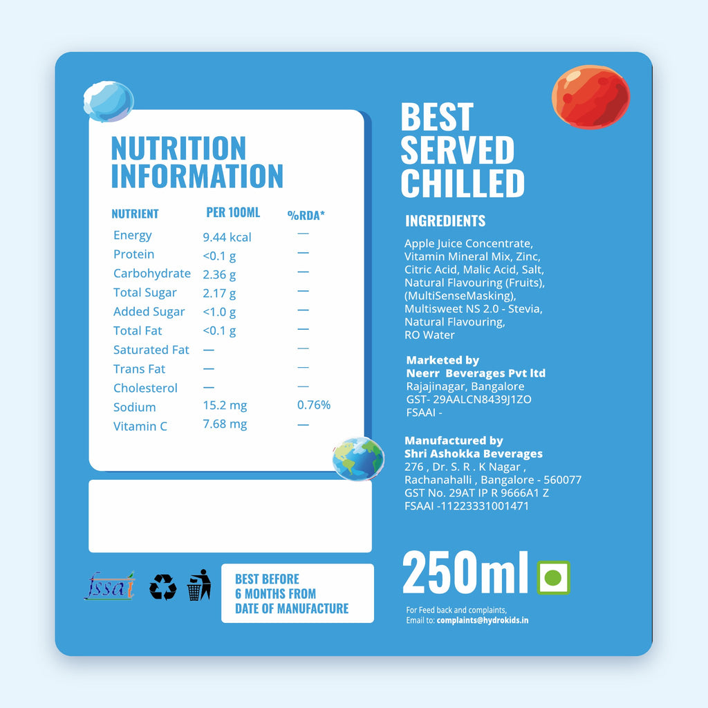 HydroKids Strawberry nutrition information, ingredients and best before